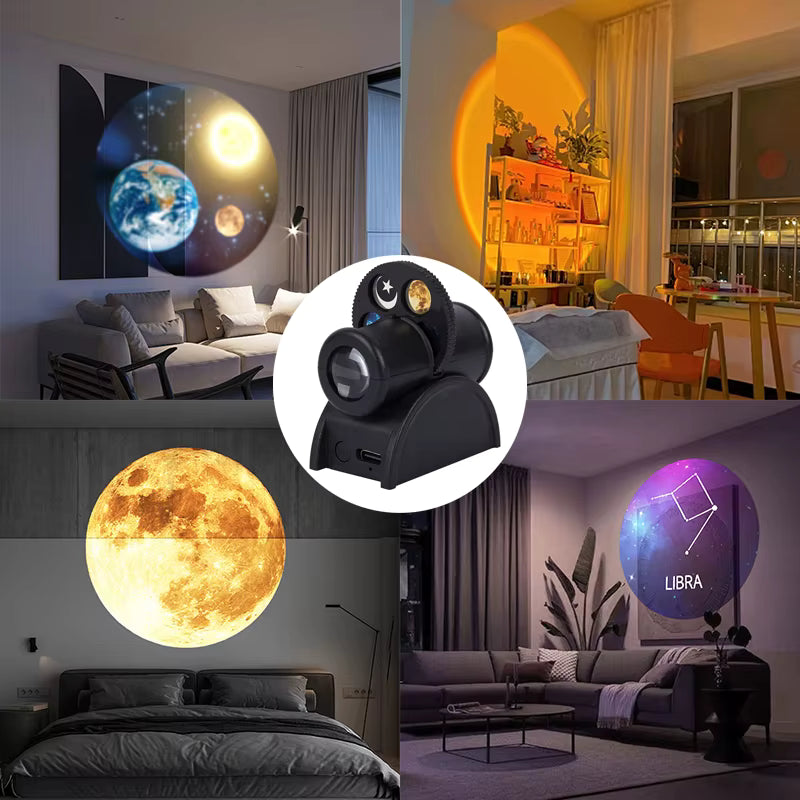 🌙 USB Ay ve Gezegen Projeksiyon Lambası – Değiştirilebilir LED Gece Lambası