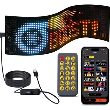 LED Esnek RGB Matrix Panel – Bluetooth & Kumandalı Kayan Yazı Tabela – Mobil Uygulama Destekli