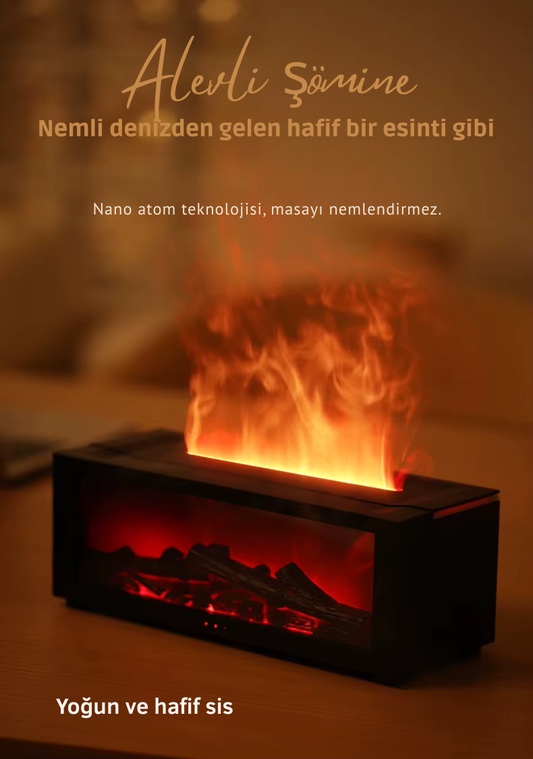 🔥 Alevli Şömine Nemlendirici – Evinize hem şıklık hem de huzur katın!