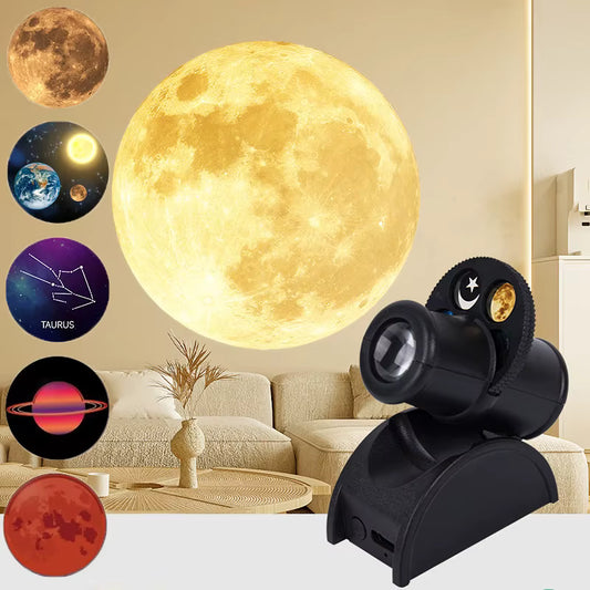 🌙 USB Ay ve Gezegen Projeksiyon Lambası – Değiştirilebilir LED Gece Lambası
